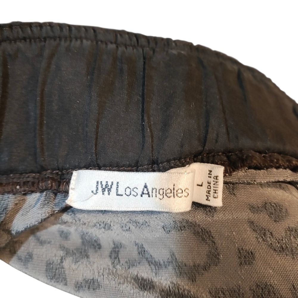 JW Los Angeles Johnny Was Gray Leopard Velvet Silk Blend Jogger Pants Boho Large - Picture 8 of 9